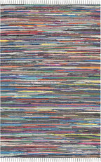 SAFAVIEH Rag Rug Collection Area Rug - 5' x 8', Grey & Multi, Handmade Boho Stripe Cotton, Ideal for High Traffic Areas in Living Room, Bedroom (RAR121M)