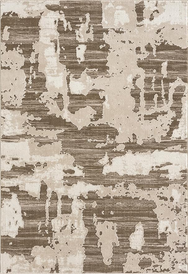 Abani Terra Area Rug for Living Room, Bedroom - Abstract Pattern - Brown Cream - 5' x 8' - Durable & Easy to Clean