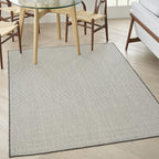 Nourison Home Courtyard Ivory Charcoal 6' x 9' Area Rug - Easy Clean, Non Shedding, Bed Room, Living Room, Dining Room, Kitchen (6' x 9')