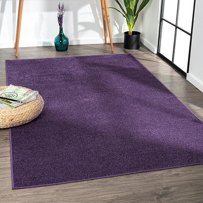JONATHAN Y Haze Solid Low-Pile Purple Indoor Area Rug 8x10, Coastal,Bohemian,Minimalist,Classic, Easy-Cleaning for Living Room,Bedroom,Kitchen,Pet Friendly,Non-Shedding (SEU100N-8)