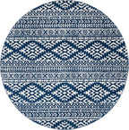 SAFAVIEH Tulum Collection Area Rug - 8' Round, Navy & Ivory, Moroccan Boho Tribal Design, Non-Shedding & Easy to Clean, Ideal for Living Room, Bedroom, Dining Space (TUL272N)