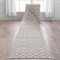 Well Woven Custom Size Hallway Stair Runner - Choose Your Length - Ainsley Ivory Diamond Trellis Geometric Tribal - 27 Inches Wide x 99 Feet Long Runner (27" x 100' Runner) Rug