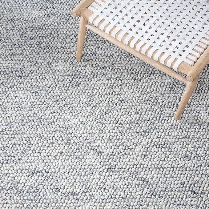 SAFAVIEH Area Rug 5x8 - Natura Collection - Light Grey & Ivory, Handmade Wool Blend, Textured Design, Ideal for Living Room, Bedroom, Dining Space (NAT620G)