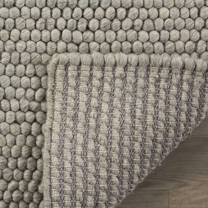 SAFAVIEH Area Rug 10x14 - Natura Collection - Large - Silver, Handmade Wool Blend, Textured Design, Ideal for Living Room, Bedroom, Dining Space (NAT620C)