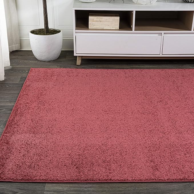 Eyely UES100E-8 Supersoft Haze Solid Low-Pile Indoor Area Rug Casual;Contemporary;Solid;Traditional, Bedroom, Kitchen, Living Room, Easy-Cleaning, Non-Shedding, 8 X 10, Red