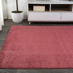 Eyely UES100E-5 Supersoft Haze Solid Low-Pile Indoor Area Rug Casual;Contemporary;Solid;Traditional, Bedroom, Kitchen, Living Room, Easy-Cleaning, Non-Shedding, 5 X 8, Red