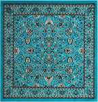 Unique Loom Sialk Hill Collection Area Rug - Washington (8' Square Turquoise/Black)
