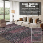 RUGSURE Washable Area Rug - 1/6 Thick - Stain & Water Resistant Non-Slip - Resistant Rug for Living Room, Bedroom, Nursery, Pet & Child Friendly, Vintage Charm Area Rugs (Burgundy, 6' x 9')