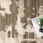 Abani Terra Area Rug for Living Room, Bedroom - Abstract Pattern - Brown Cream - 6' x 9' - Durable & Easy to Clean