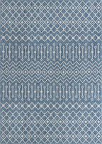 Unique Loom Outdoor Trellis Collection Area Rug - Tribal Trellis (10' x 14' 1" Rectangle, Blue/ Ivory)