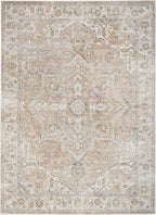 Nourison Home Astra Machine Washable Beige 5'3" x 7' Area Rug - Easy Clean, Non Shedding, Bed Room, Living Room, Dining Room, Kitchen (5' x 7')
