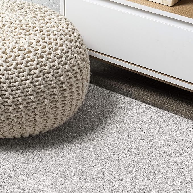 Eyely UES100D-210 Supersoft Haze Solid Low-Pile Indoor Runner Rug Casual;Contemporary;Solid;Traditional, Bedroom, Kitchen, Living Room, Easy-Cleaning, Non-Shedding, 2 X 10, Ivory