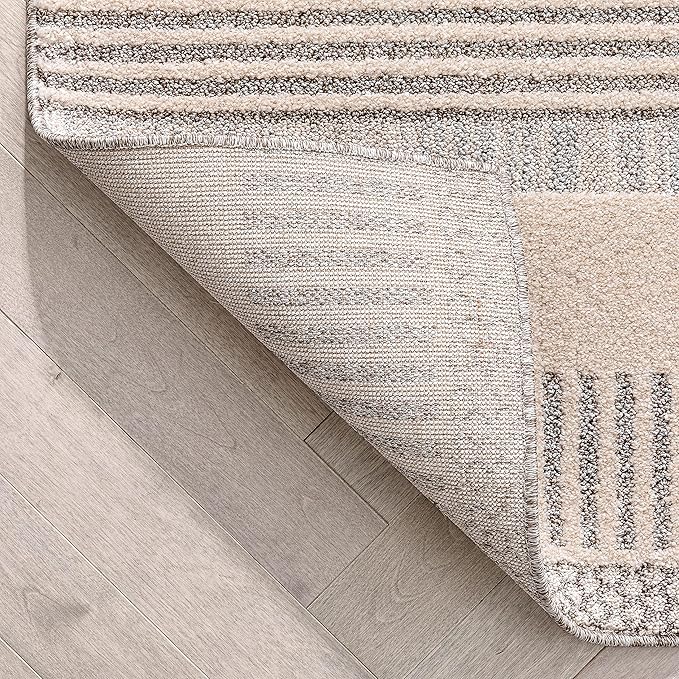 Well Woven Harlow Collection Briar Beige - Modern Tribal Minimalist Geometric 3x10 Runner Rug - Ideal for Hallway & Bedroom - Durable, Stain Resistant & Easy to Clean
