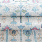 Fame Living Cream Blue Oushak Rug, Modern, Vintage, Turkish, Eclectic, Floral, Pastel, Washable, Oversized, Extra Large Area Rugs for Living Room, Dining, Bedroom, Lounge 9'5"x14'