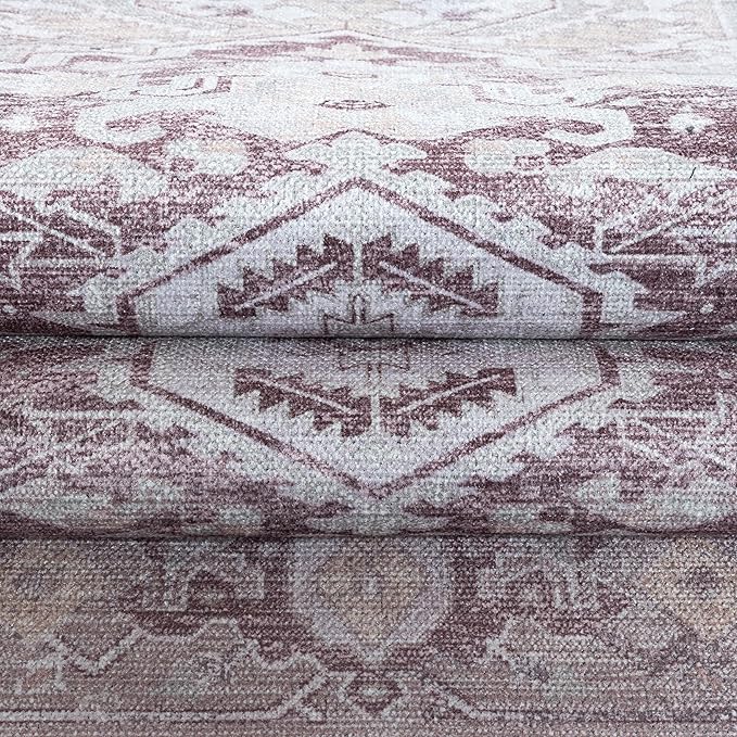 Fame Living Washable Area Rug. Modern Farmhouse. Vintage. Turkish. Bohemian. Distressed. Oriental. Traditional. Rugs for Living Room. Dining. Bedroom. Office. Entryway. Foyer. (861PP, 5' x 6'9")
