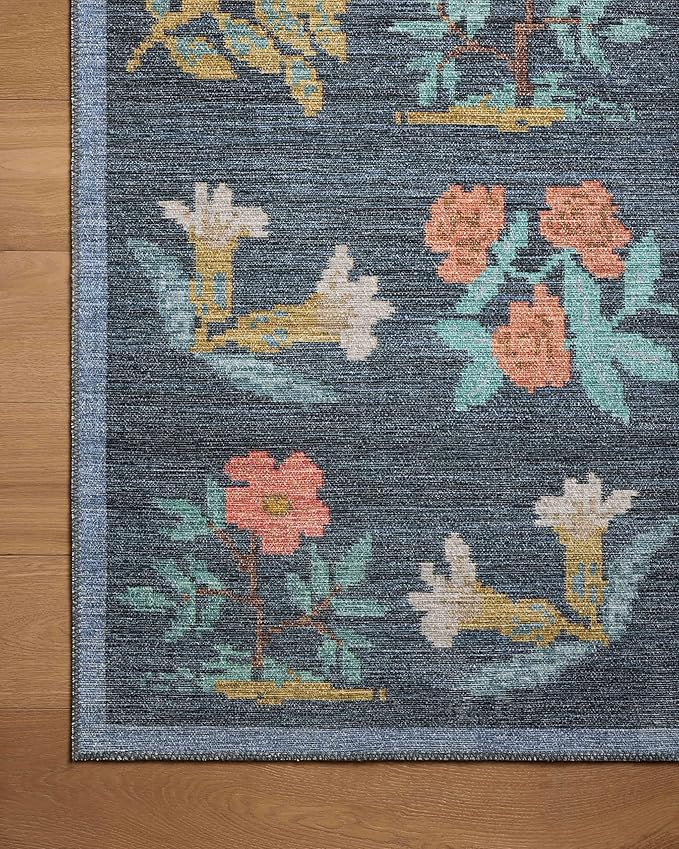 Loloi Rifle Paper Co. Rosa Collection RSA-03 Navy 2'-6" x 12'-0" Runner Rug