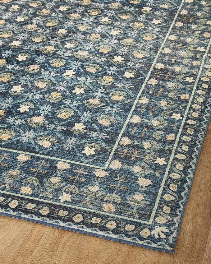 Loloi Rifle Paper Co. Eden Collection EDE-03 Lattice Indigo 2'-0" x 5'-0" Accent Rug feat. CloudPile™
