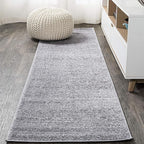 JONATHAN Y Haze Solid Low-Pile Gray Runner Rug 2x8, Coastal,Bohemian,Minimalist,Classic, Easy-Cleaning for Living Room,Bedroom,Kitchen,Pet Friendly,Non-Shedding (SEU100A-28)