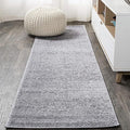 Eyely UES100A-214 Supersoft Haze Solid Low-Pile Indoor Runner Rug, Coastal, Bohemian, Minimalist, Classic, Casual for Bedroom,Kitchen,Living Room,Non Shedding,Easy-Washing, Gray, 2 X 14