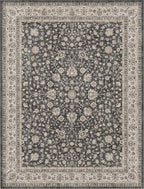 Well Woven Asha Rome Black 7'7" x 9'10" Area Rug - Oriental Floral Pattern, Easy Clean, Floor-Friendly Backing - for Living Room, Bedroom, and Dining Room