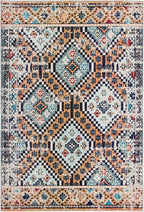 SAFAVIEH Madison Collection Accent Rug - 3' x 5', Orange & Beige, Boho Diamond Distressed Design, Non-Shedding & Easy Care, Ideal for High Traffic Areas in Entryway, Living Room, Bedroom (MAD418P)