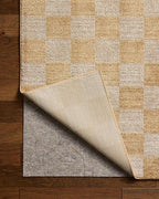 Loloi Chris Loves Julia Calvin Collection CLV-01 Apricot/Ivory 6'-3" x 9'-6" Area Rug Checkered Neutral Soft Living Room Bedroom Carpet