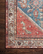 Loloi Layla Collection LAY-10 Marine/Clay 2'-6" x 12'-0" .13" Thick Runner Rug, Soft, Durable, Vintage Inspired, Distressed, Low Pile, Non-Shedding, Easy Clean, Printed, Living Room Rug