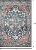 Loloi Skye Collection SKY-08 Denim/Brick 6'-0" x 6'-0" Round Area Rug