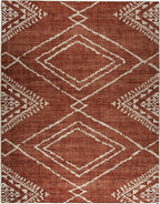 ReaLife Rugs Machine Washable Area Rug - Living Room Bedroom Bathroom Kitchen Entryway Office - Padded Low Pile Stain Resistant Premium - Moroccan Diamond Tribal - Jax - Orange 7'6" x 9'6"