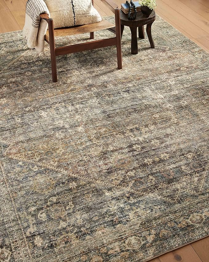 Loloi Amber Lewis Morgan Collection MOG-05 Spice/Lagoon 7'-3" x 9'-3" 38" Thick Area Rug feat. CloudPile, Neutral, Room Décor, Vintage Inspired, Livingroom, Bedroom, Dining Area