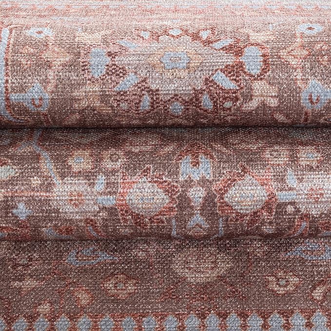 Fame Living Washable Area Rug. Modern Farmhouse. Vintage. Turkish. Bohemian. Distressed. Oriental. Traditional. Rugs for Living Room. Dining. Bedroom. Office. Entryway. Foyer. (860TT, 9' x 12')