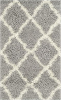 SAFAVIEH Dallas Shag Collection Accent Rug - 2'3" x 4', Grey & Ivory, Trellis Design, Non-Shedding & Easy Care, 1.5-inch Thick Ideal for High Traffic Areas in Entryway, Living Room, Bedroom (SGD257G)