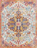 Livabliss Area Rugs - 9x12 Odelia Vintage Boho Beige Mustard Gray Area Rug for Living Room Bedroom - Floral Medallion Stain Resistant Carpet for Kitchen, Nursery, Office (9' x 12'6")