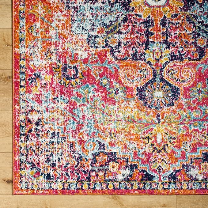 Livabliss Odelia Vintage Bohemian Runner Area Rug,2'7" x 7'3",Pink/Orange