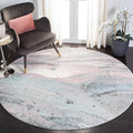 SAFAVIEH Glacier Collection Area Rug - 3' Round, Pink & Blue, Modern Abstract Design, Non-Shedding & Easy Care, Ideal for High Traffic Areas in Living Room, Bedroom (GLA126U)