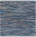 SAFAVIEH Rag Rug Collection Area Rug - 6' Square, Ink & Multi, Handmade Boho Stripe Cotton, Ideal for High Traffic Areas in Living Room, Bedroom (RAR121C)