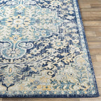Livabliss Area Rugs - 8x10 Odelia Vintage Boho Blue Aqua Slate Area Rug for Living Room Bedroom - Floral Medallion Stain Resistant Carpet for Kitchen, Nursery, Office (7'10" x 10')
