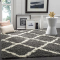 SAFAVIEH Dallas Shag Collection Accent Rug - 4' x 6', Dark Grey & Ivory, Trellis Design, Non-Shedding & Easy Care, 1.5-inch Thick Ideal for High Traffic Areas in Foyer, Living Room, Bedroom (SGD257A)