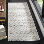 SAFAVIEH Adirondack Collection Runner Rug - 2'6" x 18', Light Grey & Grey, Modern Diamond Distressed Design, Non-Shedding & Easy Care, Ideal for High Traffic Areas in Living Room, Bedroom (ADR131C)