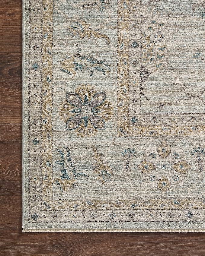 Loloi Magnolia Home by Joanna Gaines Millie Collection MIE-02 Sky/Gold 5'-3" x 7'-6", .25" Pile Height, Area Rug