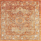 Unique Loom Isabella Collection Area Rug - Adjani (5' 1" Square, Rust Red/ Black)