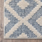 Well Woven Custom Size Hallway Stair Runner - Choose Your Length - Ainsley Blue Diamond Trellis Geometric Tribal - 31 Inches Wide x 80 Feet Long Runner (31" x 80' Runner) Rug