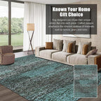 RUGSURE Washable Area Rug - 1/6 Thick - Stain & Water Resistant Non-Slip - Resistant Rug for Living Room, Bedroom, Nursery, Pet & Child Friendly, Vintage Charm Area Rugs (Green, 3' x 5 ')
