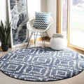 SAFAVIEH Adirondack Collection 8' Round Navy/Ivory ADR131N Modern Diamond Distressed Non-Shedding Living Room Bedroom Area Rug