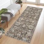 RUGSURE Washable Area Rugs - Perfect for Living Room, Bedroom, Kids Room, Nursery - Stain & Water Resistant Non-Slip, Pet & Child Friendly, Vintage Tribal Area Rugs (Ivory, 2'6'' x 8')