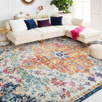 Livabliss Odelia Vintage Bohemian Area Rug,7'10" x 10'3",Orange/Navy