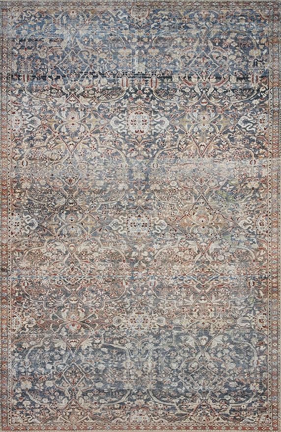 Loloi Chris Loves Julia Jules Collection JUL-06 Denim/Spice 2'-6'' x 7'-6'', .13" Pile Height, Runner Rug