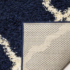 SAFAVIEH Dallas Shag Collection Area Rug - 8'6" x 12', Navy & Ivory, Trellis Design, Non-Shedding & Easy Care, 1.5-inch Thick Ideal for High Traffic Areas in Living Room, Bedroom (SGD257N)
