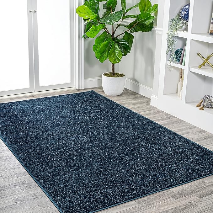 JONATHAN Y Haze Solid Low-Pile Navy Indoor Area Rug 3x5, Coastal,Bohemian,Minimalist,Classic, Easy-Cleaning for Living Room,Bedroom,Kitchen,Pet Friendly,Non-Shedding (SEU100C-3)
