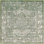Unique Loom Isabella Collection Area Rug - Adjani (4' 1" Square, Green/ Ivory)